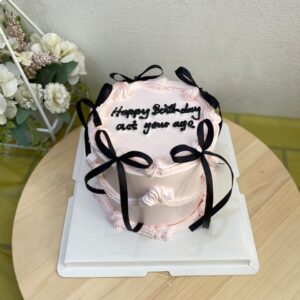 5inch Dusk Pink Bow Cake
